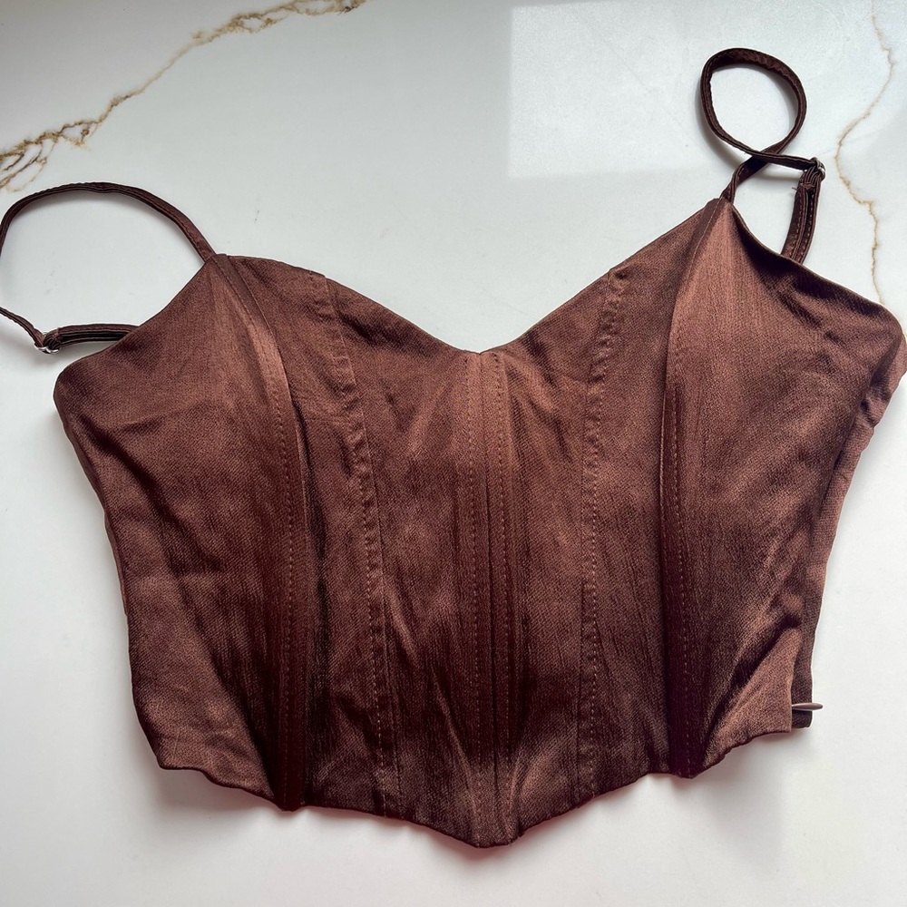 Zara Sweetheart Neckline Corset Crop Top small